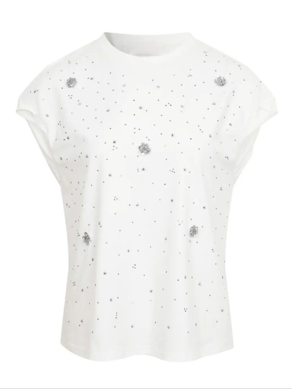 #102383 🛑S,M,L HIGH END Embellished Floral Knit Sleeve Twist Top